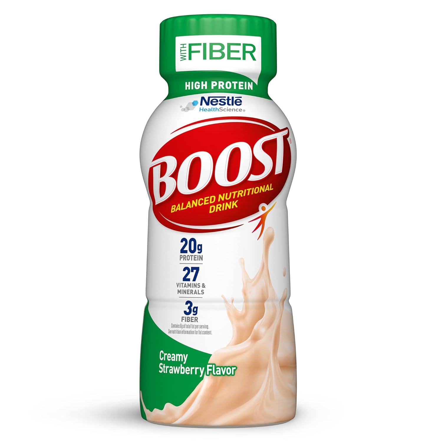 BOOST High Protein with Fiber Complete Nutritional Drink， Rich Chocolate， 8 fl oz Bottle， 24 Pack - Image 1